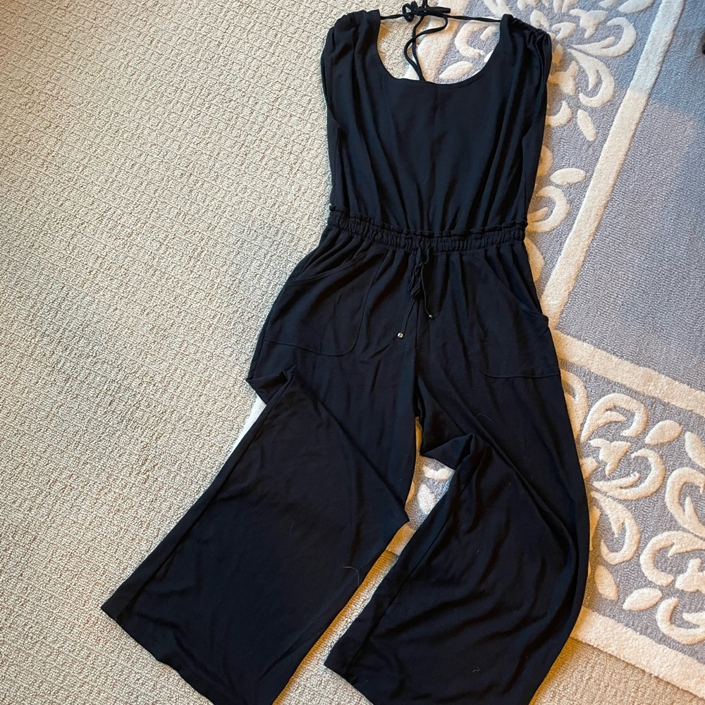 Max Studio Black Cotton Jumpsuit